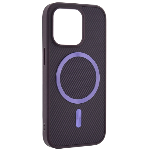 Удароустойчив калъф MagSF Carbon за iPhone 15 Pro, Лилав