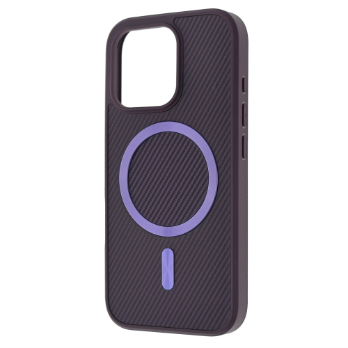 Удароустойчив калъф MagSF Carbon за iPhone 15 Pro, Лилав