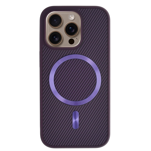 Удароустойчив калъф MagSF Carbon за iPhone 15 Pro, Лилав