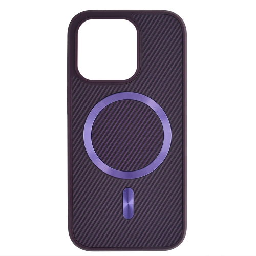 Удароустойчив калъф MagSF Carbon за iPhone 15 Pro, Лилав