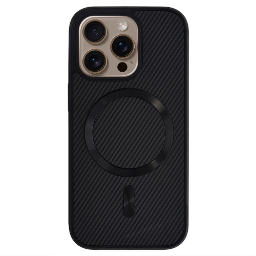 Удароустойчив калъф MagSF Carbon за iPhone 15 Pro Max, Черен