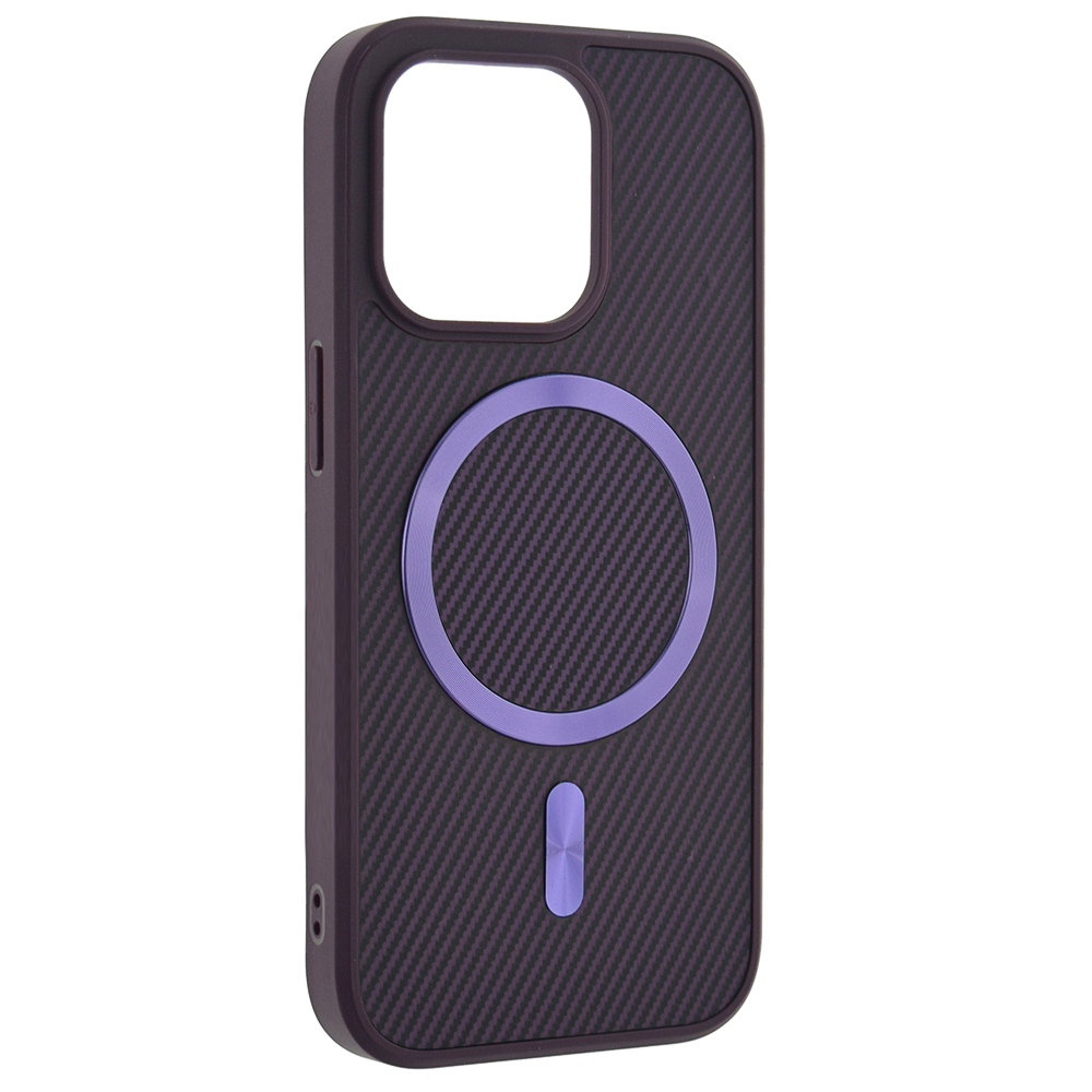 Удароустойчив калъф MagSF Carbon за iPhone 15 Pro Max, Лилав