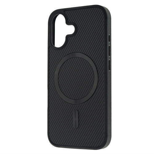 Удароустойчив калъф MagSF Carbon за iPhone 16, Черен