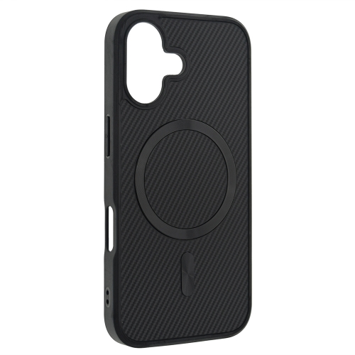 Удароустойчив калъф MagSF Carbon за iPhone 16, Черен