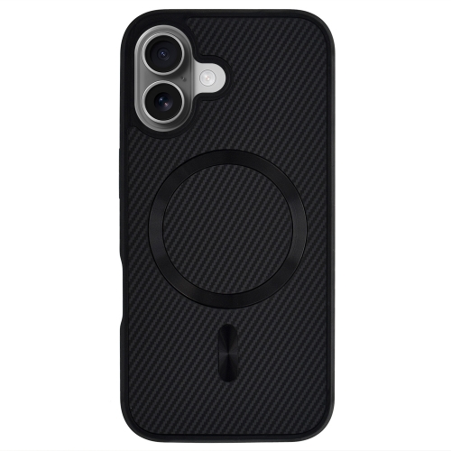 Удароустойчив калъф MagSF Carbon за iPhone 16, Черен