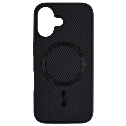 Удароустойчив калъф MagSF Carbon за iPhone 16, Черен