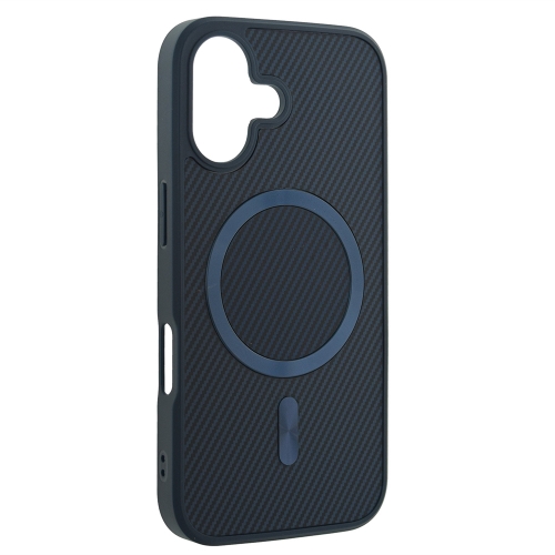 Удароустойчив калъф MagSF Carbon за iPhone 16, Тъмно син