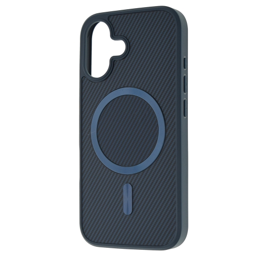 Удароустойчив калъф MagSF Carbon за iPhone 16, Тъмно син