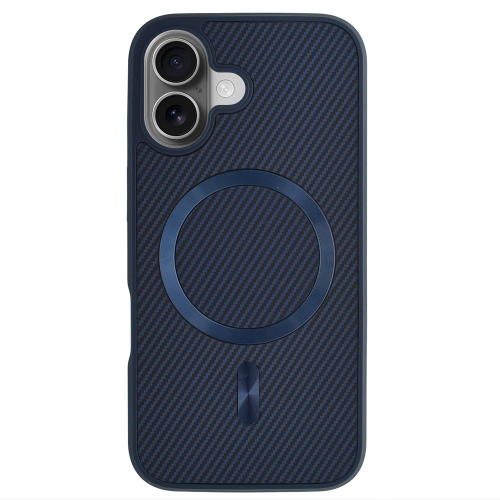 Удароустойчив калъф MagSF Carbon за iPhone 16, Тъмно син