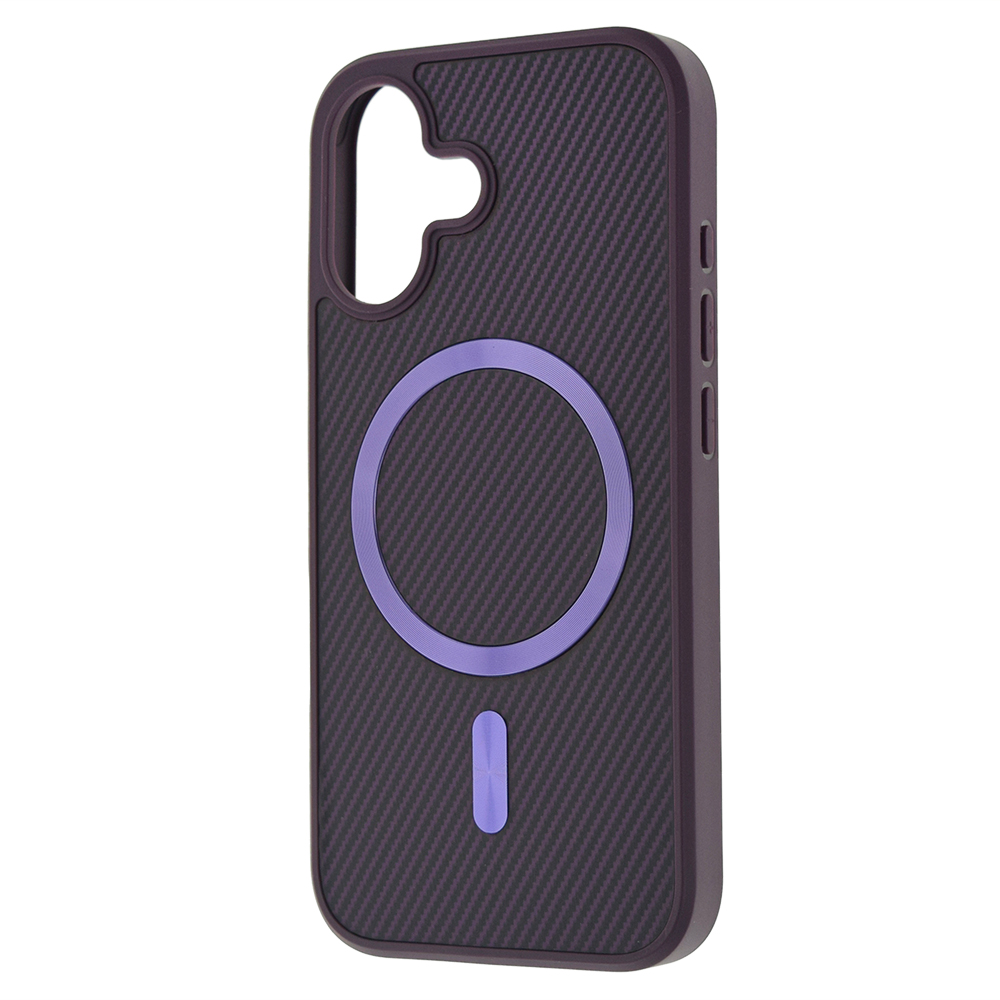 Удароустойчив калъф MagSF Carbon за iPhone 16, Лилав