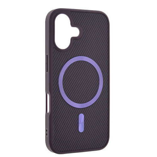 Удароустойчив калъф MagSF Carbon за iPhone 16, Лилав