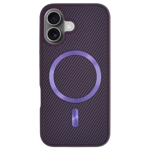 Удароустойчив калъф MagSF Carbon за iPhone 16, Лилав
