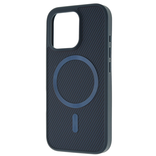 Удароустойчив калъф MagSF Carbon за iPhone 16 Pro, Тъмно син
