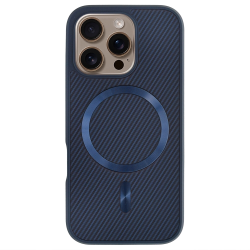 Удароустойчив калъф MagSF Carbon за iPhone 16 Pro, Тъмно син