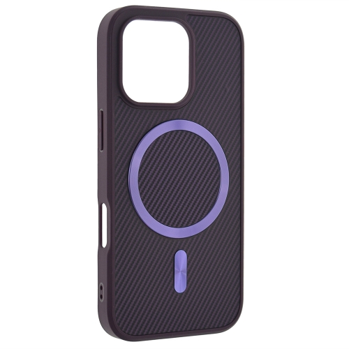 Удароустойчив калъф MagSF Carbon за iPhone 16 Pro, Лилав