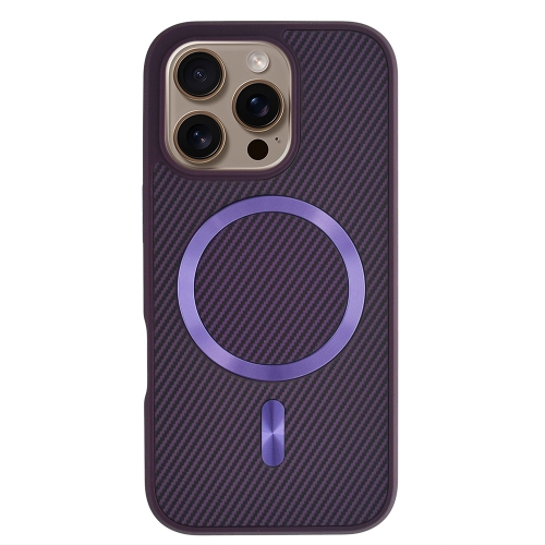 Удароустойчив калъф MagSF Carbon за iPhone 16 Pro, Лилав