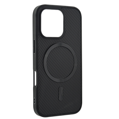 Удароустойчив калъф MagSF Carbon за iPhone 16 Pro Max, Черен