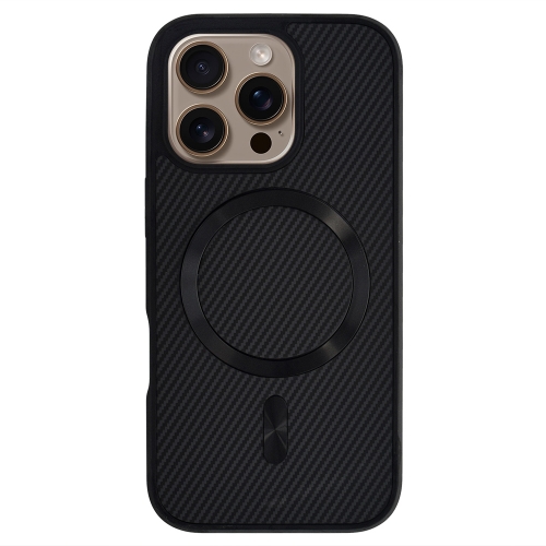 Удароустойчив калъф MagSF Carbon за iPhone 16 Pro Max, Черен