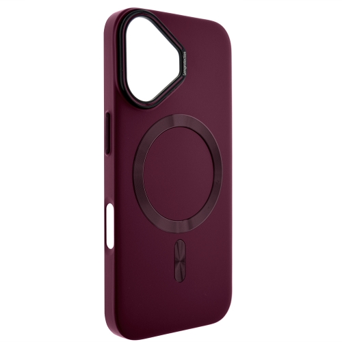 Пластмасов калъф MagSF Hard Luxury за iPhone 16, Тъмно червен
