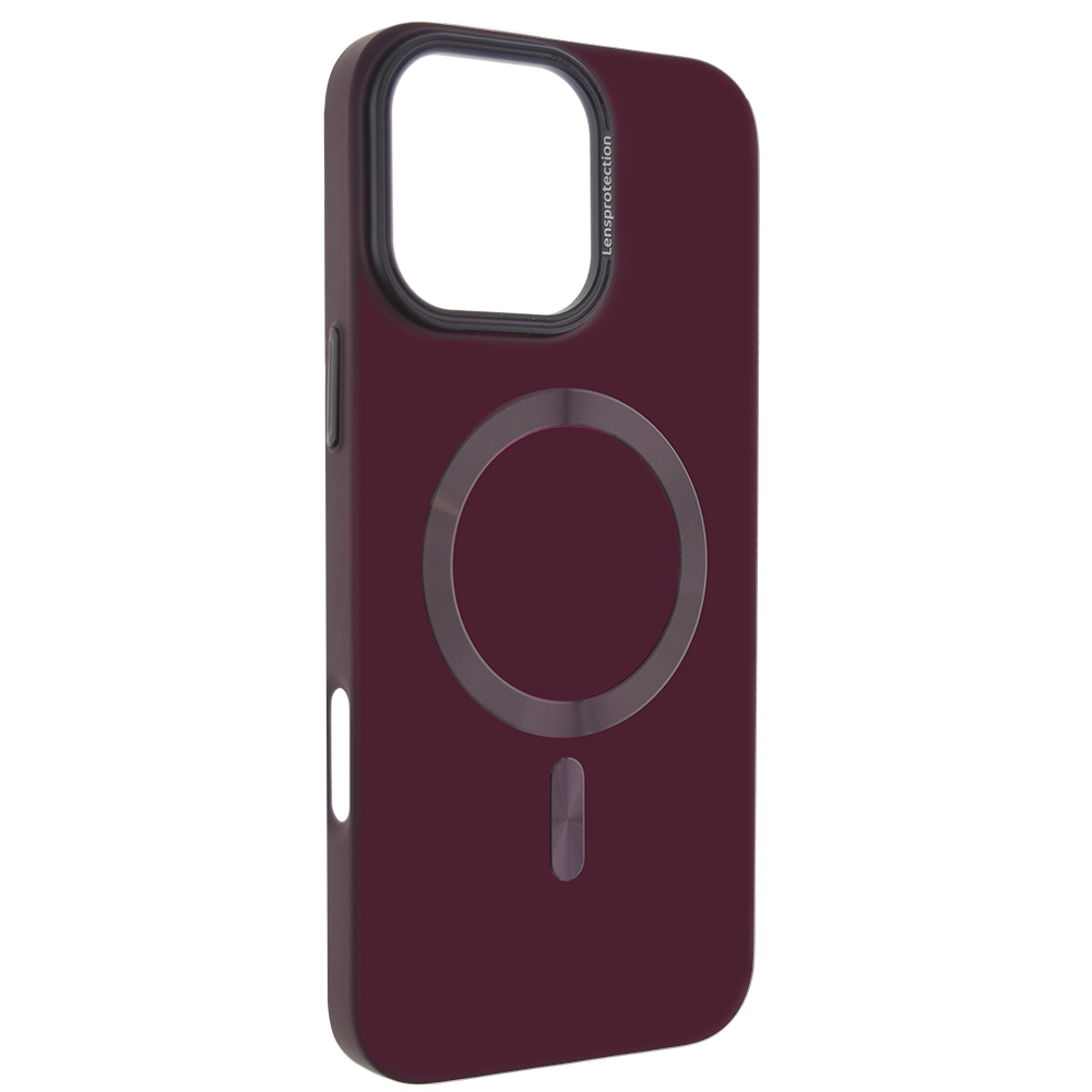 Пластмасов калъф MagSF Hard Luxury за iPhone 16 Pro Max, Тъмно червен