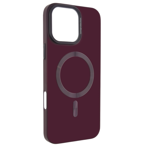 Пластмасов калъф MagSF Hard Luxury за iPhone 16 Pro Max, Тъмно червен