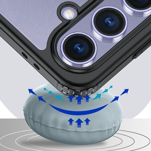 Удароустойчив калъф Airbag за Samsung Galaxy S25, Черен-прозрачен