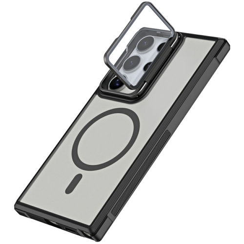 Удароустойчив калъф MagSF Lens Cover Kickstand за Samsung Galaxy S25 Ultra, Черен