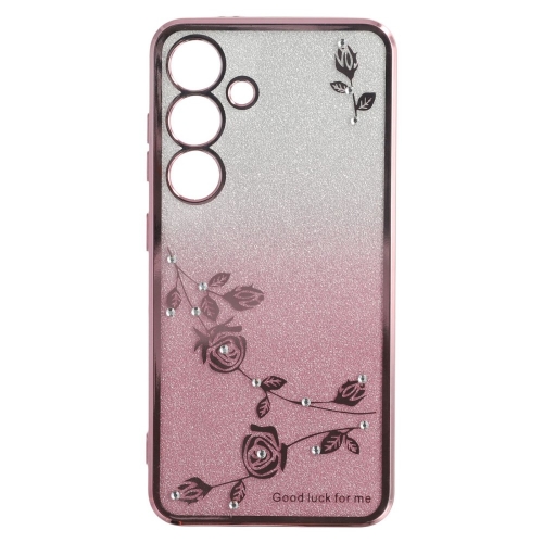 Силиконов калъф KADEM Flowers за Samsung Galaxy S25, Розово-златист