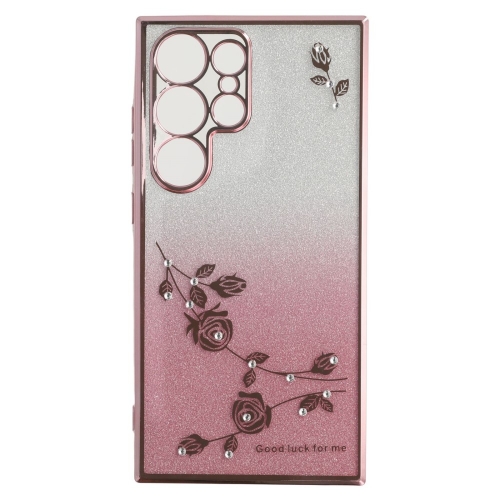 Силиконов калъф KADEM Flowers за Samsung Galaxy S25 Ultra, Розов-златист
