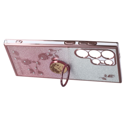 Силиконов калъф KADEM Flowers за Samsung Galaxy S25 Ultra, Розов-златист