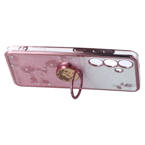 Силиконов калъф KADEM Flowers за Samsung Galaxy S25 Plus, Розово-златист