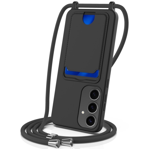 Силиконов калъф Card Holder за Samsung Galaxy S25, Черен