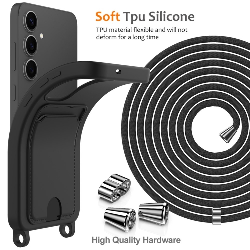 Силиконов калъф Card Holder за Samsung Galaxy S25, Черен