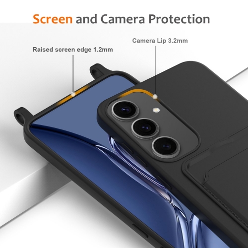 Силиконов калъф Card Holder за Samsung Galaxy S25, Черен
