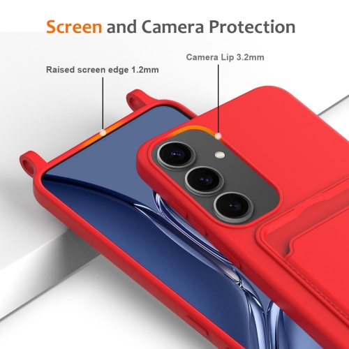 Силиконов калъф Card Holder за Samsung Galaxy S25, Червен
