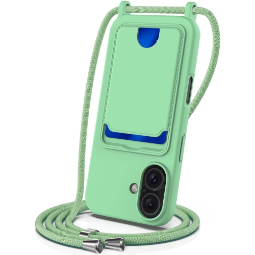 Силиконов калъф Card Holder за iPhone 16, Зелен