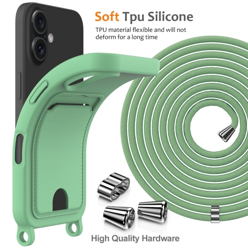 Силиконов калъф Card Holder за iPhone 16, Зелен