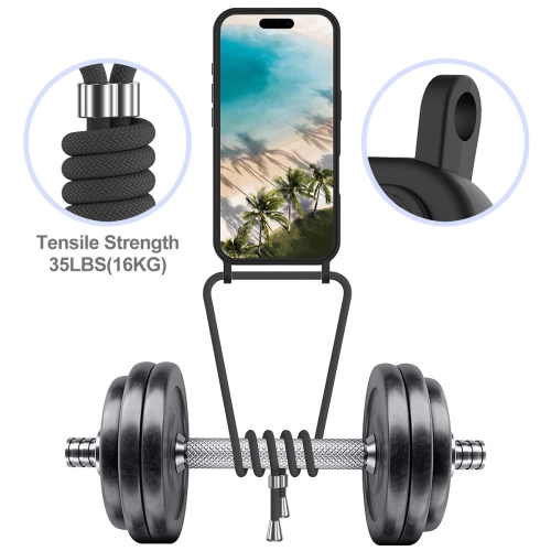 Силиконов калъф Card Holder за iPhone 16, Черен