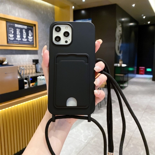 Силиконов калъф Card Holder за iPhone 16 Pro, Черен