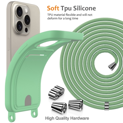 Силиконов калъф Card Holder за iPhone 16 Pro, Зелен