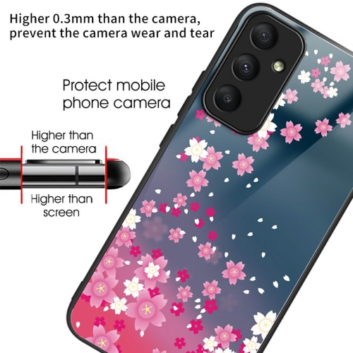 Удароустойчив калъф Glass Pattern за Samsung Galaxy A26 5G, Розови цветя