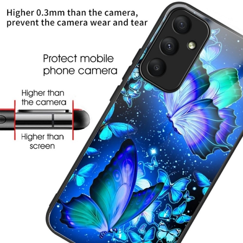 Удароустойчив калъф Glass Pattern за Samsung Galaxy A26 5G, Сини пеперуди