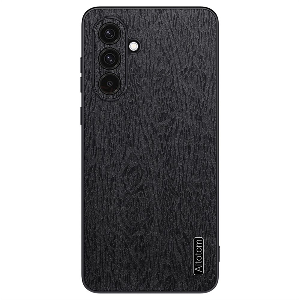 Удароустойчив калъф Wood Leather за Samsung Galaxy A26 5G, Черен