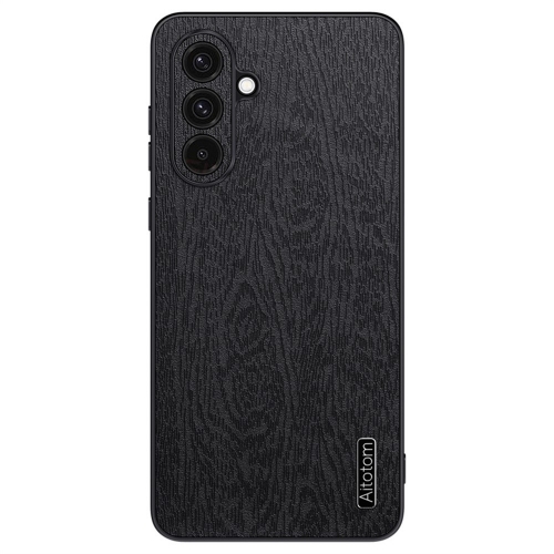 Удароустойчив калъф Wood Leather за Samsung Galaxy A26 5G, Черен