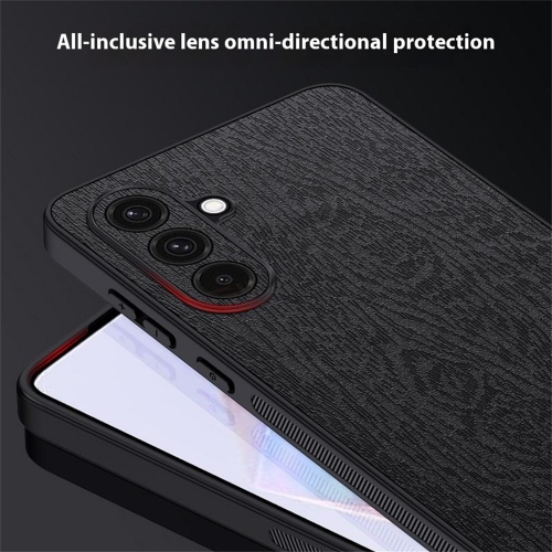 Удароустойчив калъф Wood Leather за Samsung Galaxy A26 5G, Черен