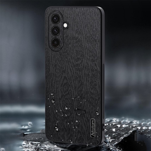 Удароустойчив калъф Wood Leather за Samsung Galaxy A26 5G, Черен