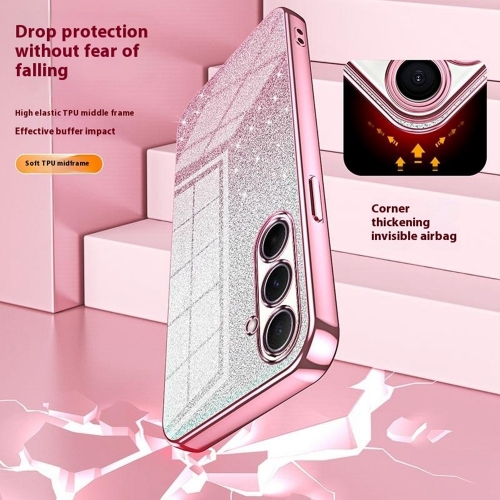 Силиконов калъф Electroplating Glitter за Samsung Galaxy A56 5G, Розов