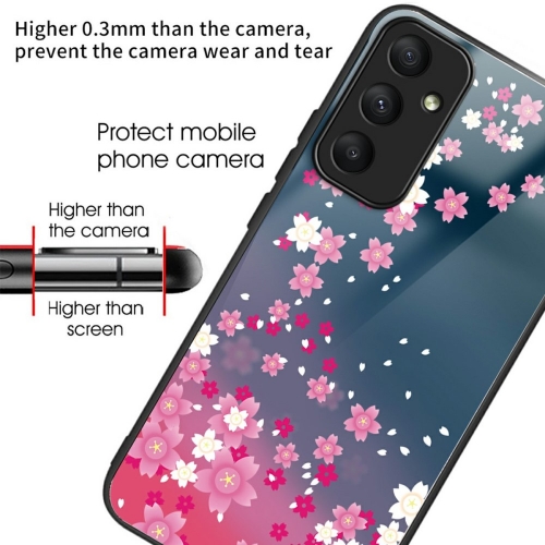 Удароустойчив калъф Glass за Samsung Galaxy A36 5G / A37 5G, Розови цветя