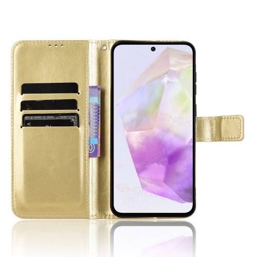 Калъф Тефтер Crazy Horse за Samsung Galaxy A36 5G / A37 5G, Златист