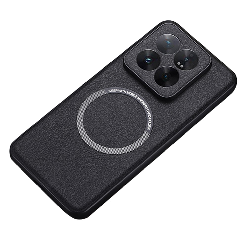 Удароустойчив калъф MagSF Leather за Xiaomi 14T, Черен